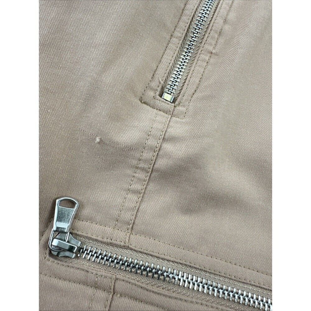 Very J Moto Zip Vest Collared Peach Crochet Back Buckle Waistband Womens Small - Picture 7 of 14
